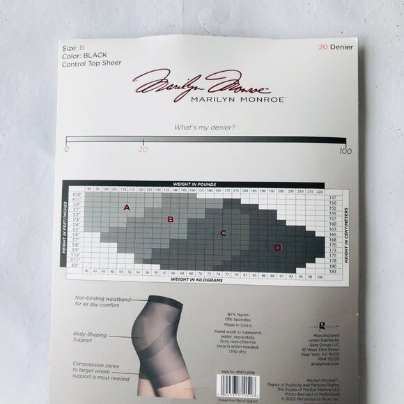 Marilyn Monroe Silky Smooth Control Top Sheers Pantyhose Size : B  Price is Firm - Picture 2 of 2